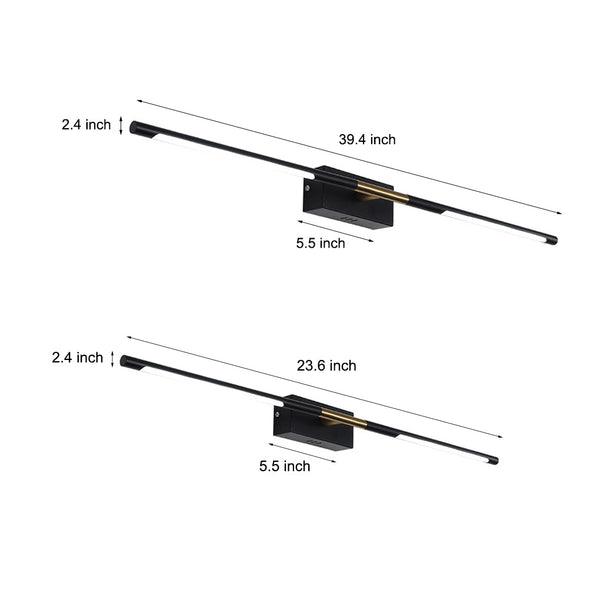 modern black gold acrylic linear led vanity light