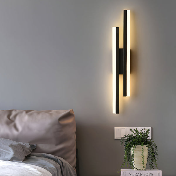 modern black iron acrylic linear led wall sconce 2