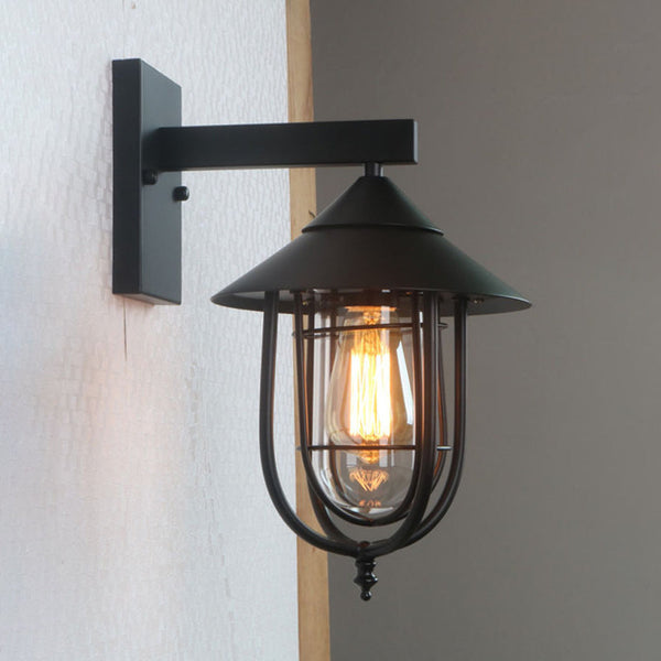 modern black iron clear glass wall lamp