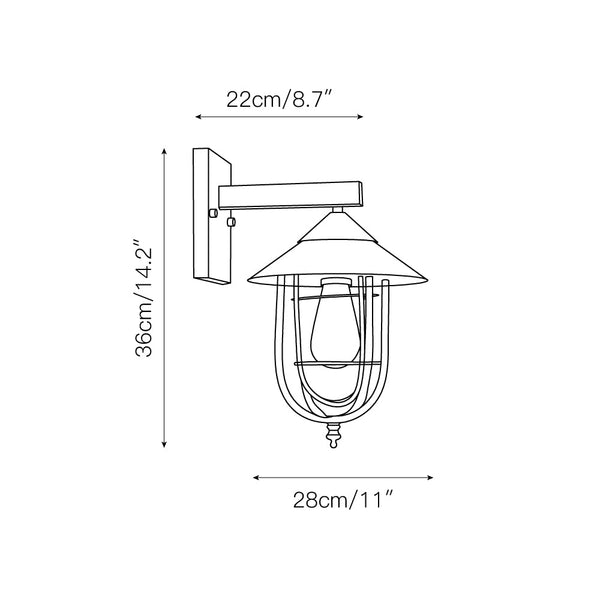 modern black iron clear glass wall lamp