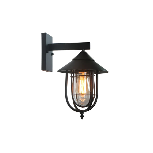modern black iron clear glass wall lamp