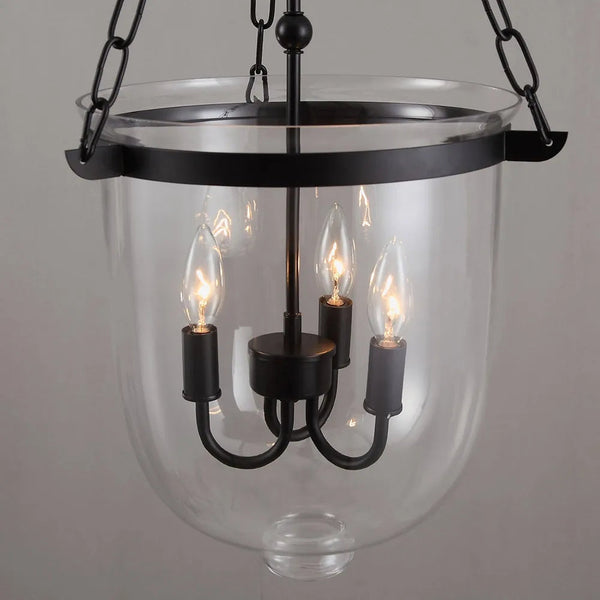 modern black iron glass cloche pendant light