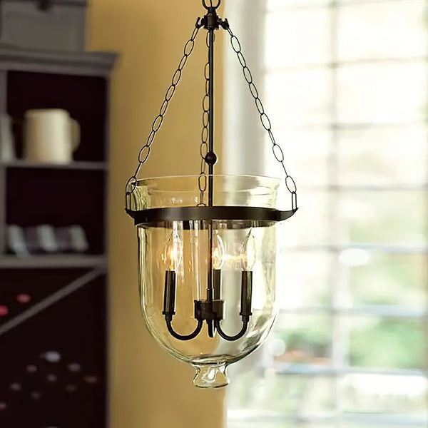 modern black iron glass cloche pendant light