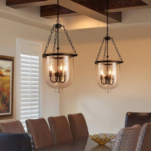 modern black iron glass cloche pendant light
