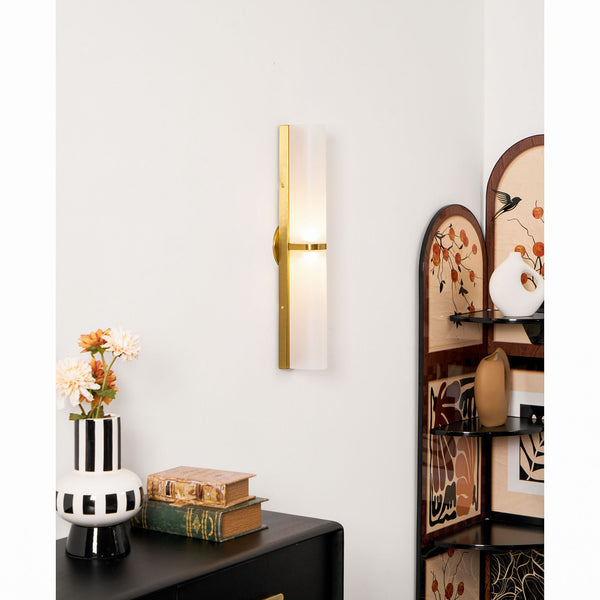 modern black iron glass slim led wall lamp