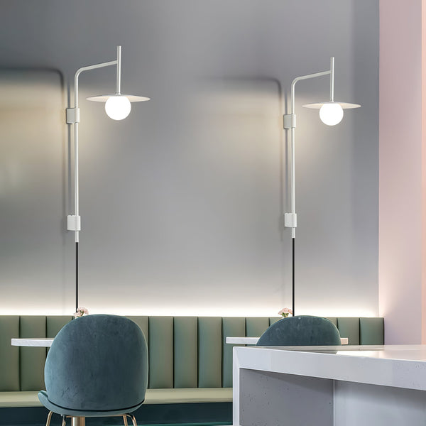 modern black iron glass swing arm wall lamp