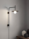 modern black iron glass swing arm wall lamp