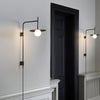 modern black iron glass swing arm wall lamp