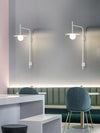modern black iron glass swing arm wall lamp