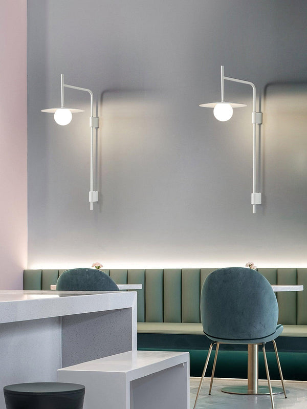 modern black iron glass swing arm wall lamp