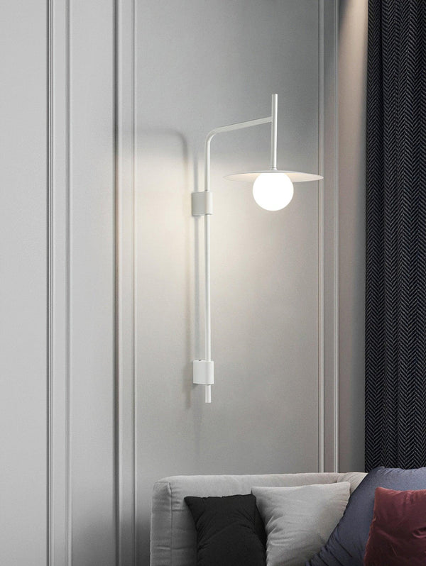 modern black iron glass swing arm wall lamp