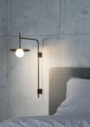 modern black iron glass swing arm wall lamp