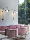modern black iron glass swing arm wall lamp