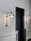 modern black iron glass swing arm wall lamp