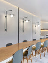 modern black iron glass swing arm wall lamp