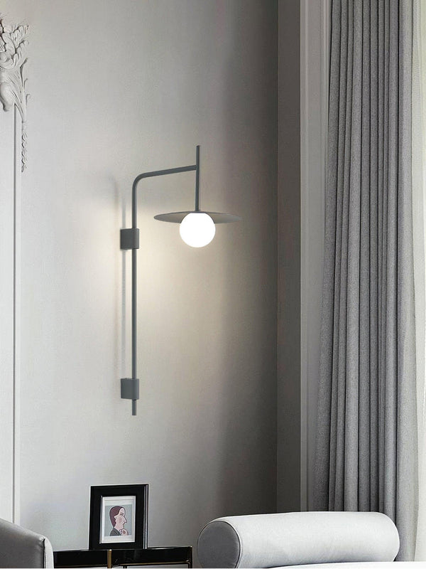 modern black iron glass swing arm wall lamp