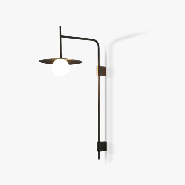 modern black iron glass swing arm wall lamp