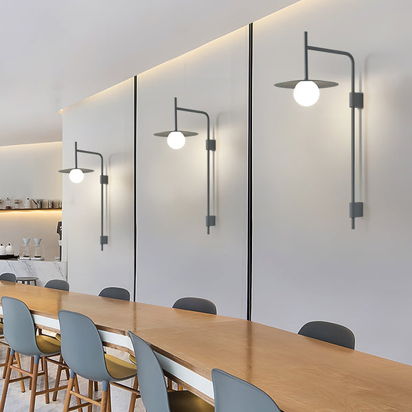 modern black iron glass swing arm wall lamp