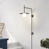 modern black iron glass swing arm wall lamp