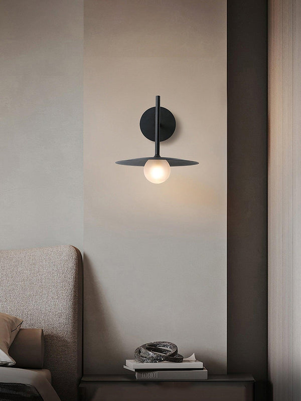 modern black iron glass wall lamp