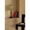 modern black iron wood glass rechargeable table lamp