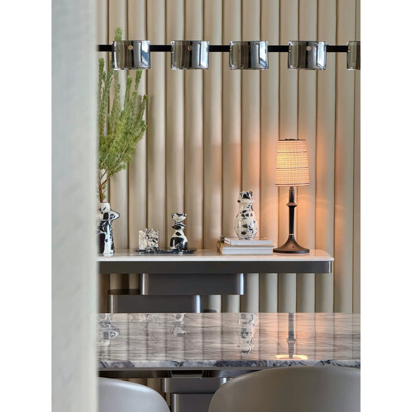 modern black iron wood glass rechargeable table lamp