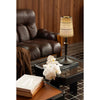 modern black iron wood glass rechargeable table lamp
