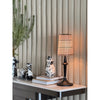 modern black iron wood glass rechargeable table lamp
