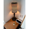 modern black iron wood glass rechargeable table lamp