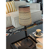 modern black iron wood glass rechargeable table lamp