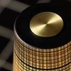 modern black iron wood glass rechargeable table lamp
