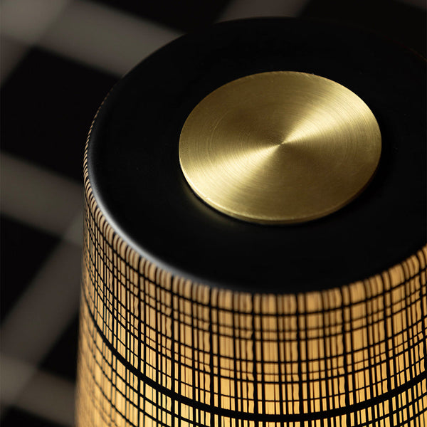 modern black iron wood glass rechargeable table lamp