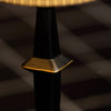 modern black iron wood glass rechargeable table lamp