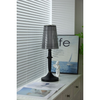 modern black iron wood glass rechargeable table lamp