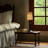 modern black iron wood glass rechargeable table lamp