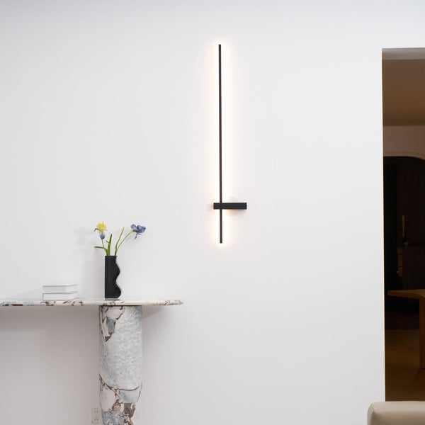 modern black metal acrylic linear rechargeable wall sconce
