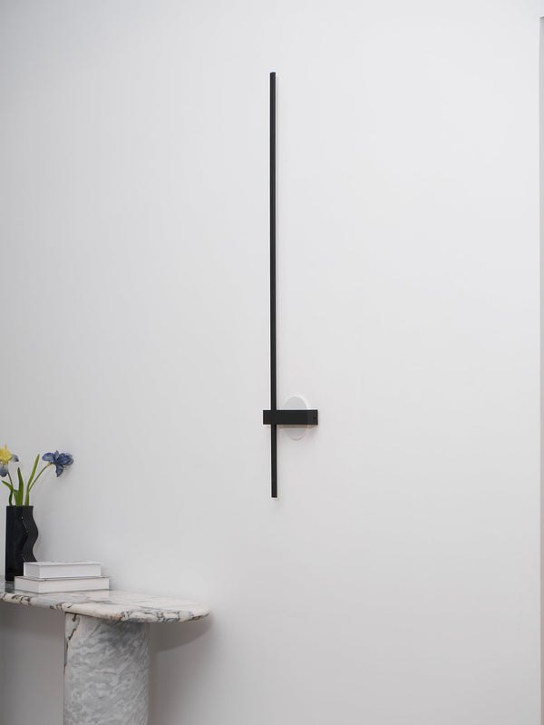 modern black metal acrylic linear rechargeable wall sconce