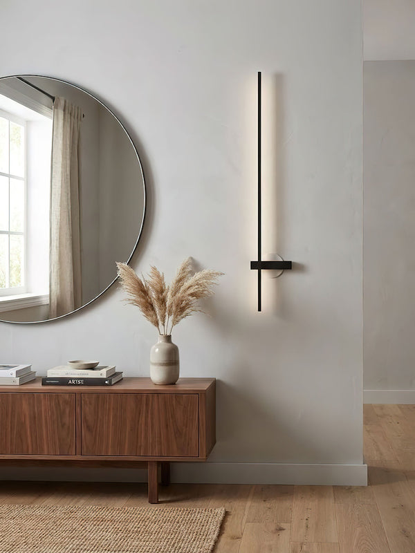 modern black metal acrylic linear rechargeable wall sconce