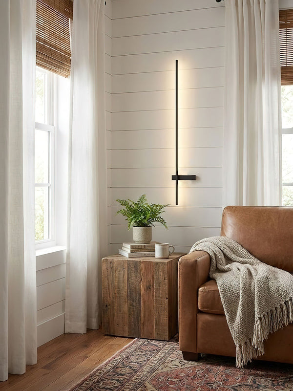 modern black metal acrylic linear rechargeable wall sconce