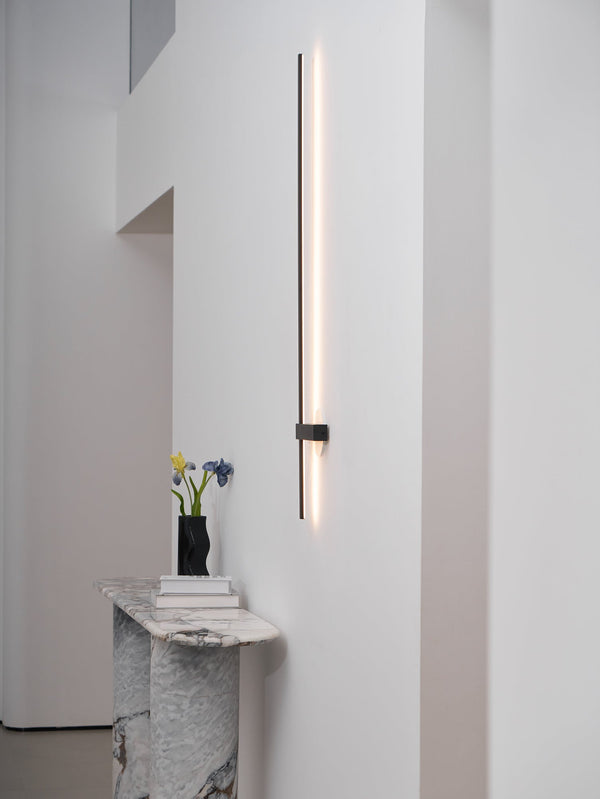 modern black metal acrylic linear rechargeable wall sconce
