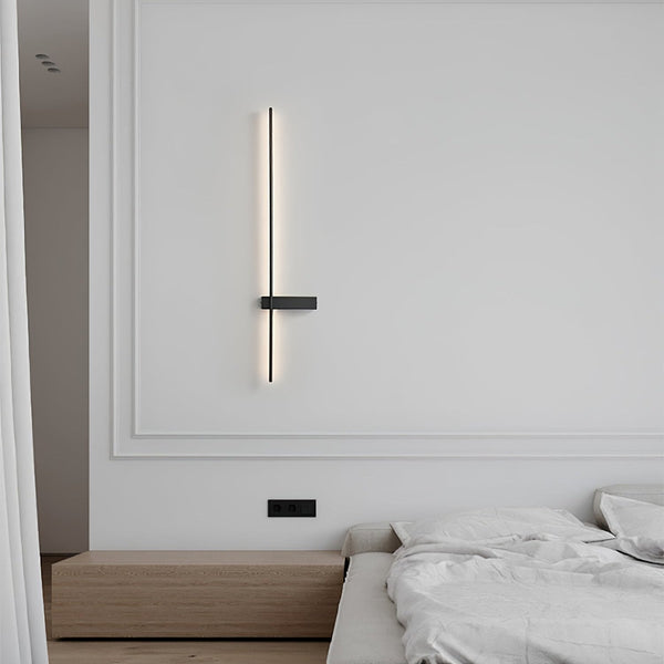 modern black metal acrylic linear rechargeable wall sconce