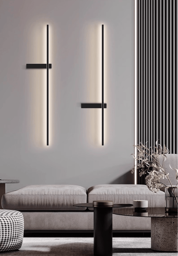 modern black metal acrylic linear rechargeable wall sconce