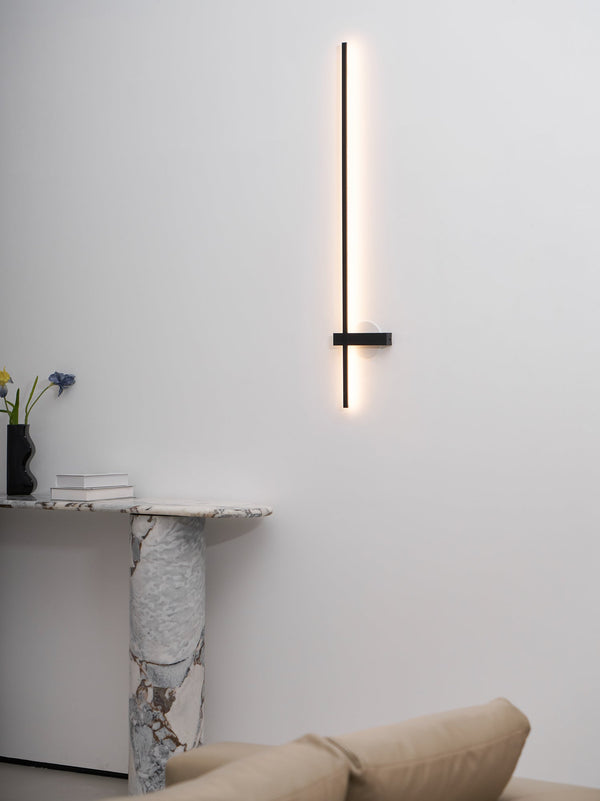 modern black metal acrylic linear rechargeable wall sconce