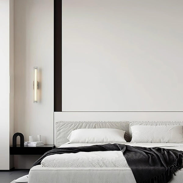 modern black metal clear textured glass tube wall lamp