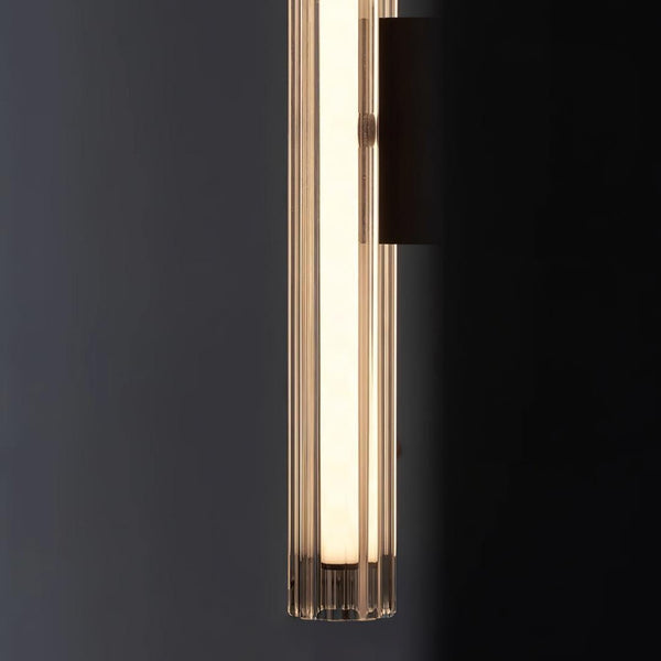 modern black metal clear textured glass tube wall lamp