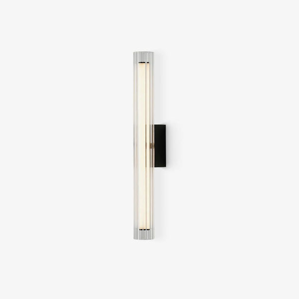 modern black metal clear textured glass tube wall lamp