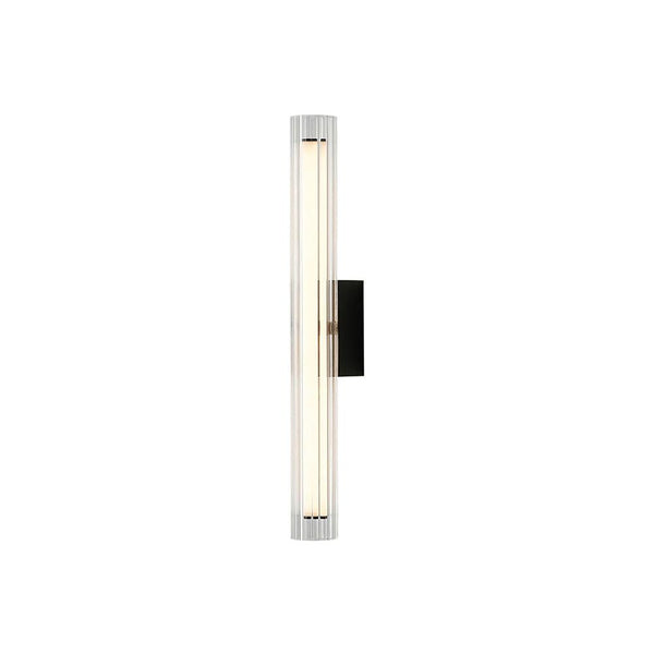 modern black metal clear textured glass tube wall lamp