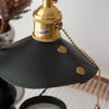 modern black metal leather table lamp gold tone