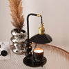 modern black metal leather table lamp gold tone