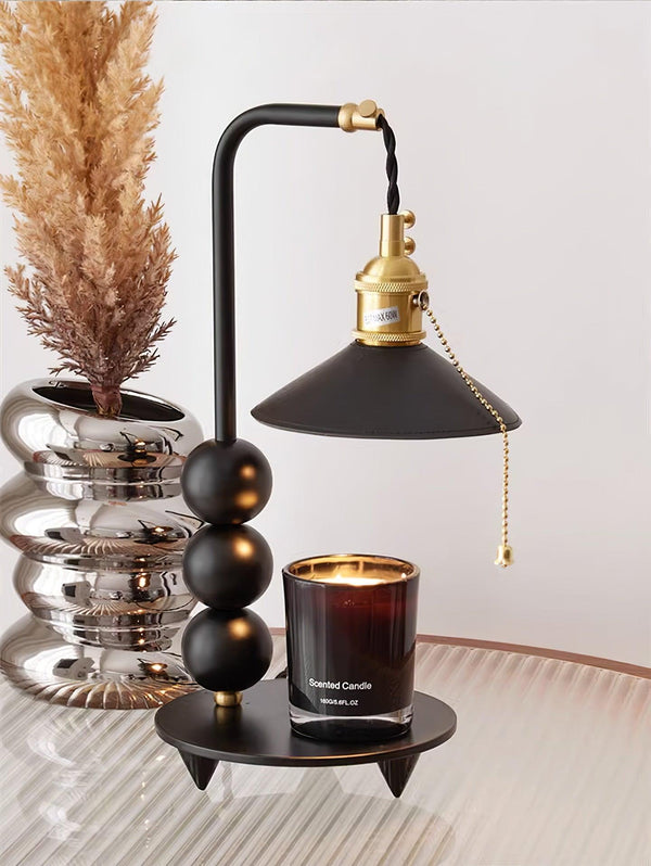 modern black metal leather table lamp gold tone